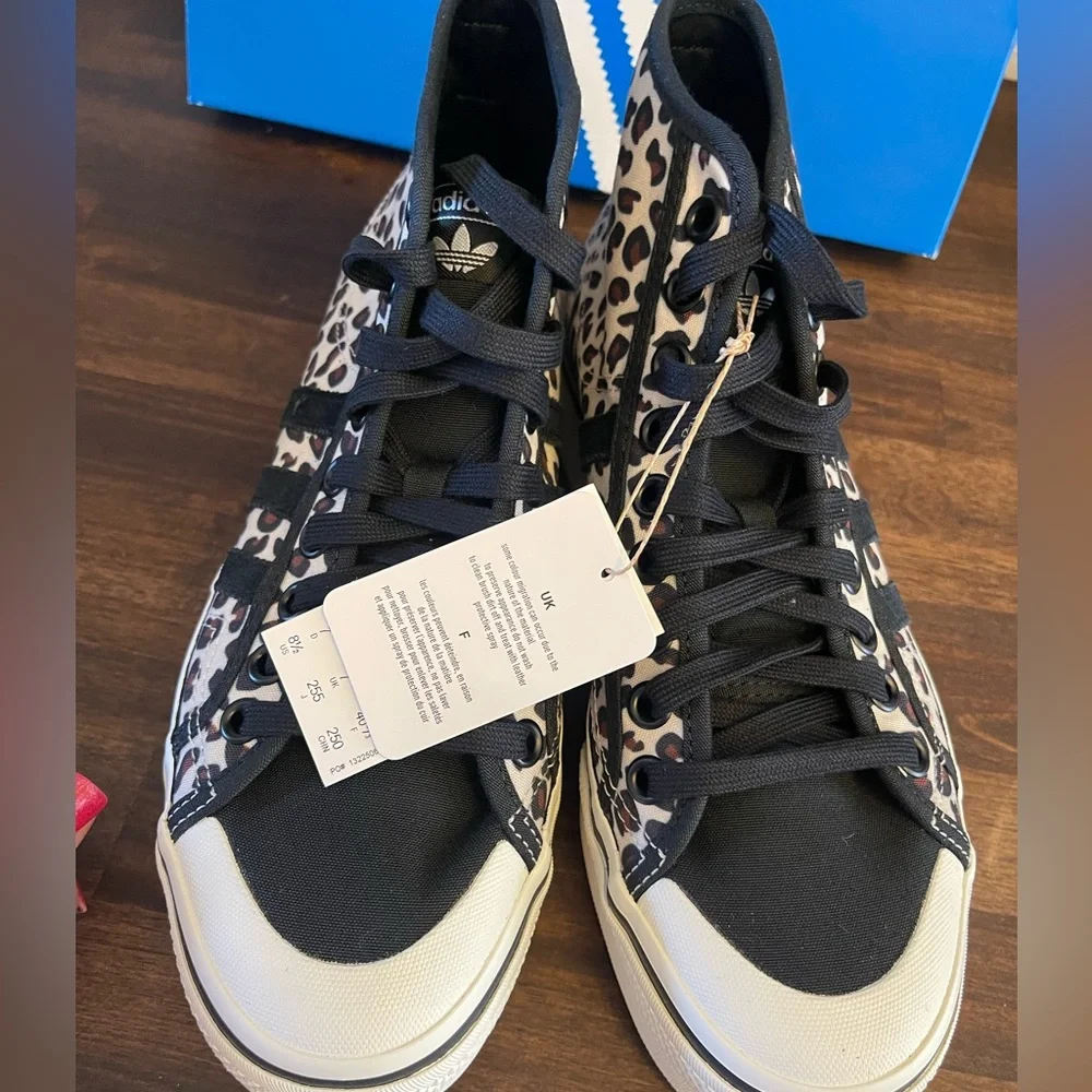 New in box Adidas sneakers‎ women’s size 8.5 Nizza Platform Mid cheetah shoes 🖤